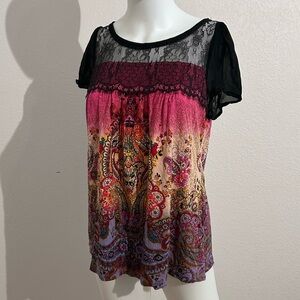Bila Multicolor Lace Accent Blouse